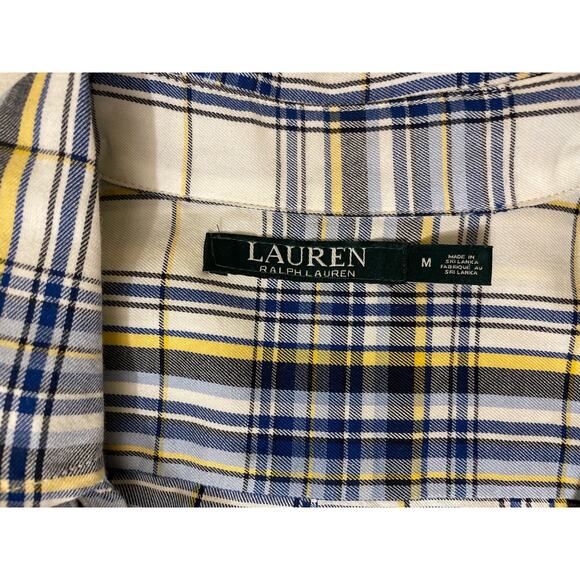 Lauren Ralph Lauren Women's Size Medium Plaid 1/2 Button Down Casual Shirt - Picture 3 of 9